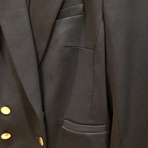 Express Double Breasted Blazer Gold Buttons Size M Black Office Stretch Washable - Picture 4 of 11